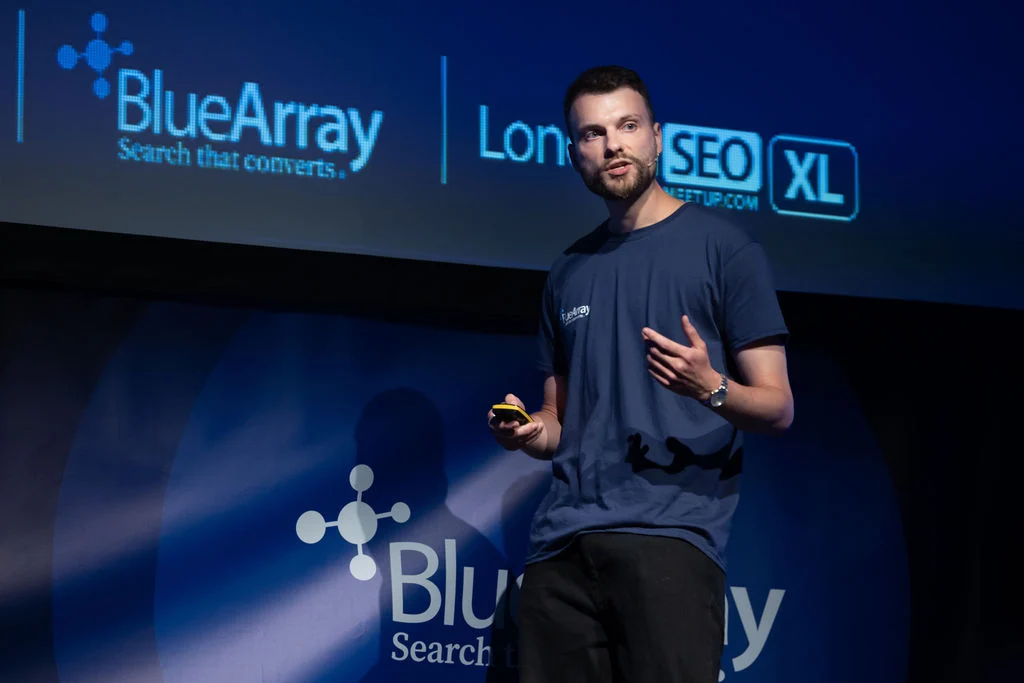 Nathan Dugal presenting at London SEO XL, June 2024