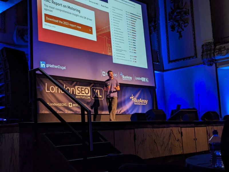 Nathan Dugal speaking at London SEO XL