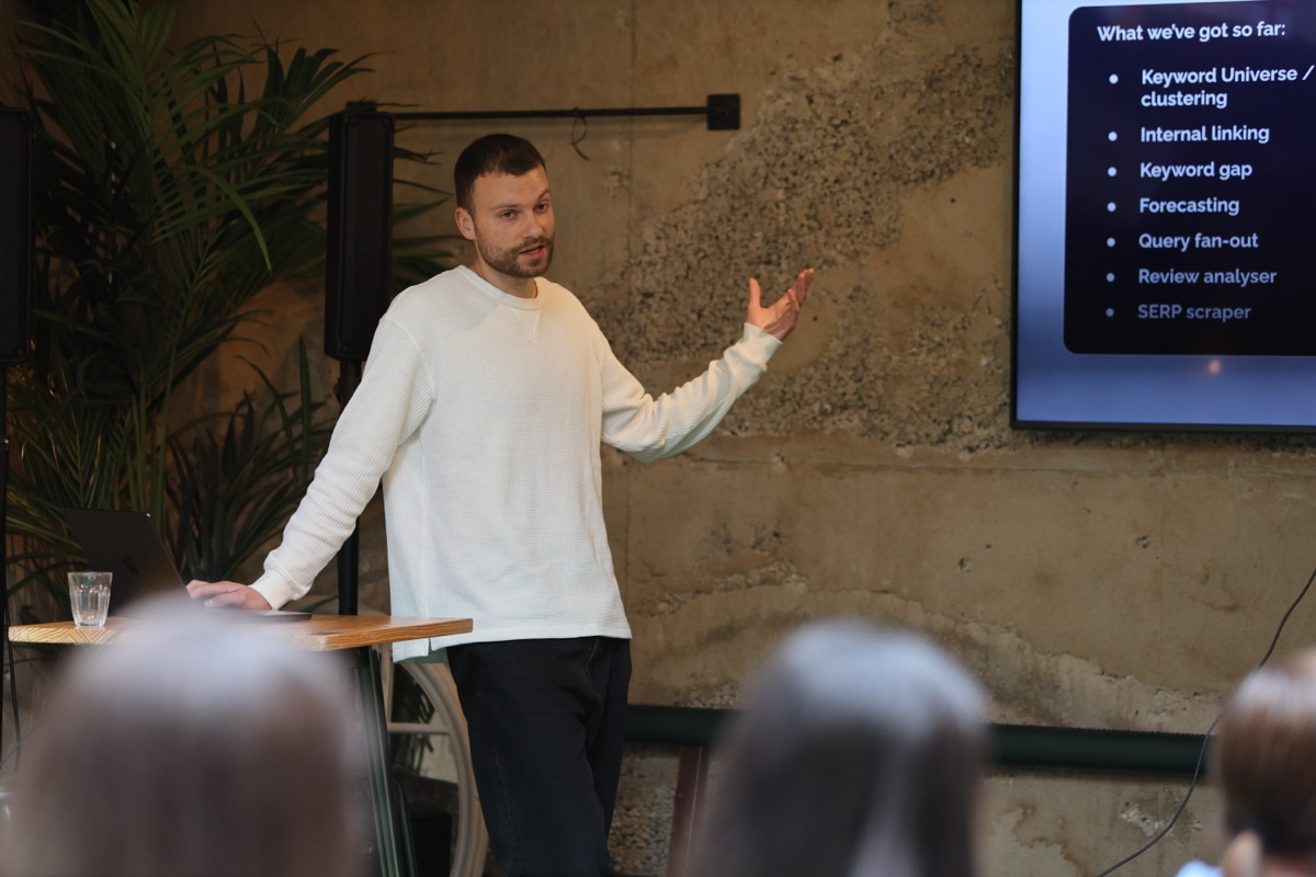 Nathan Dugal presenting at an industry event